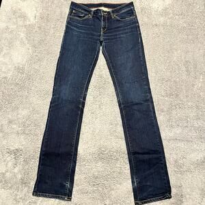 Raleigh Jeans Womens 27 (31x34) Denim Blue Straight Long White Oak Denim **